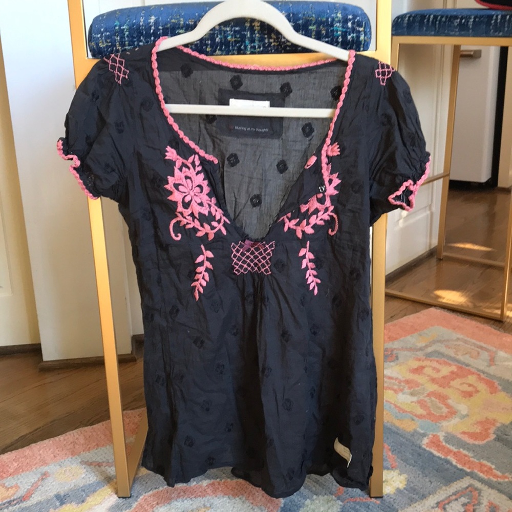 Black and Pink Babydoll Top